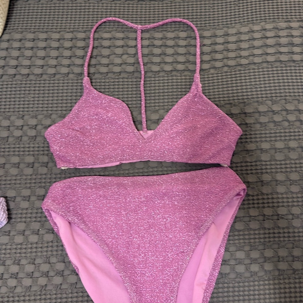 ASOS sparkly pink high waisted bikini size 4